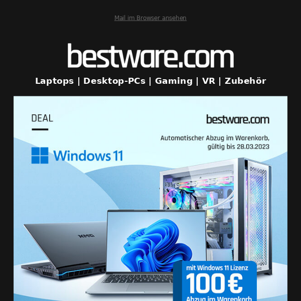 100 € Rabatt auf alle Konfigurationen mit Windows 11
