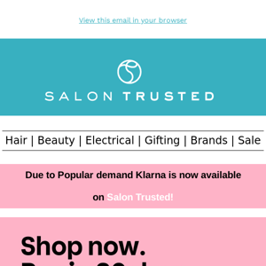 Klarna now available on Salon Trusted!👍