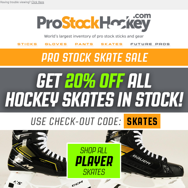 Score Big with 20% Off! All Skates on Sale Now! 🥅