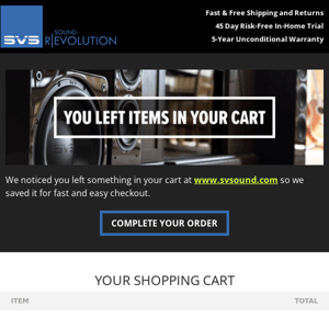 You Left Items in Your SVS Cart