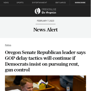 Oregon Senate Republican leader says GOP delay tactics will continue if Democrats insist on pursuing rent, gun control