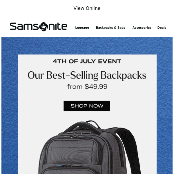 4th of July Deal: Backpacks from $49.99