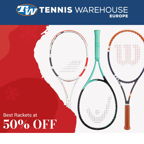 50% Off Babolat Pure Strike, Head Speed, Wilson Blade, & More.