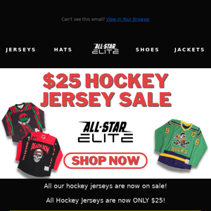 All Hockey Jerseys are now $25!