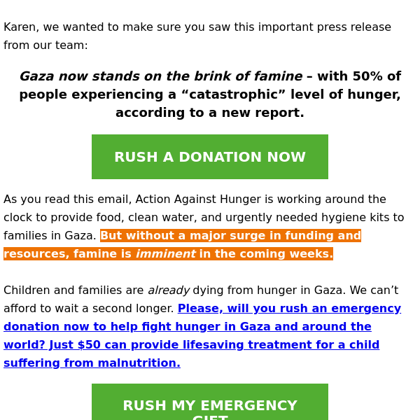 Famine imminent in Gaza
