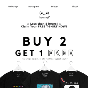 FREE T-TSHIRT, LESS THAN 4 HOURS REMAIN 🥹