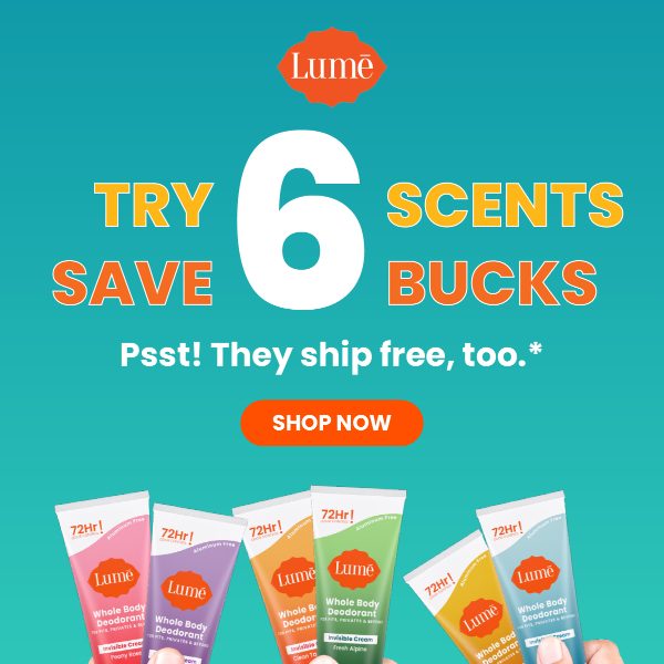 Try 6 scents, save 6 bucks 🙌