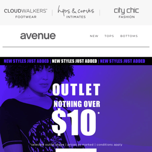 Top 5 Picks For You: $10* Outlet Styles