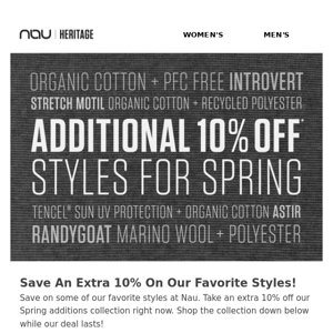 Nau Spring Favorites At a Price You'll Love