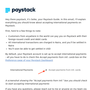 How to accept international payments on Paystack
