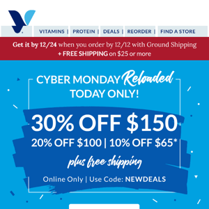 The Vitamin Shoppe, Cyber M🤖nday deals are back!