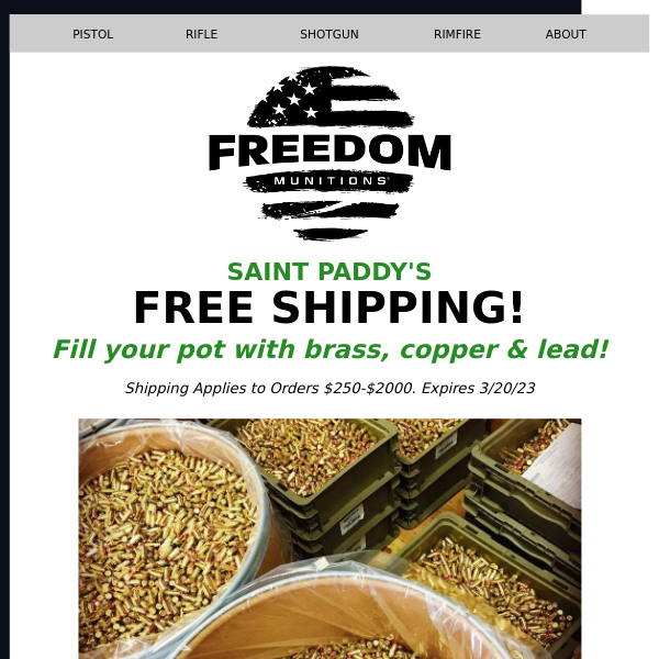 Refill the barrel this St. Paddy's... FREE shipping this weekend!