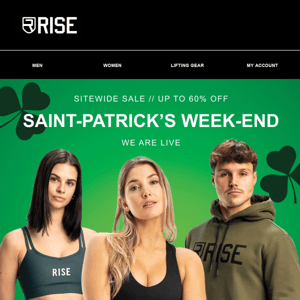 We're Live Rise! 🏋️‍♀️🍀 Dive into Our St. Patrick's Sale!