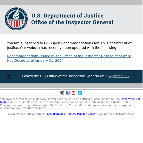 OIG Open Recommendations Update