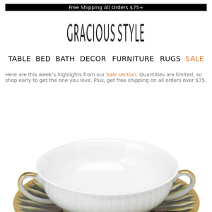 Tuesday Sale: Save up to 60% on Dinnerware, Decorative Pillows, Placemats and more!