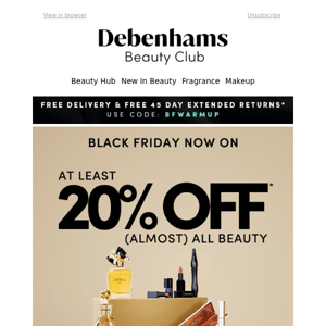 Enjoy at least 20% off (almost) all beauty + FREE delivery