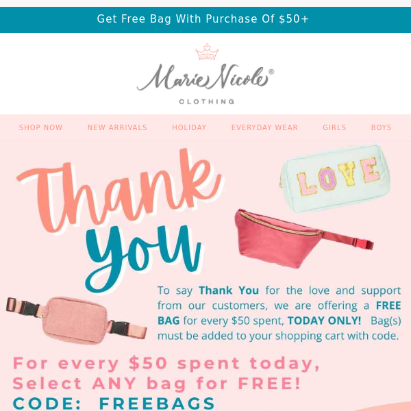Get Free Bag With Purchase Of $50+ 😍👛