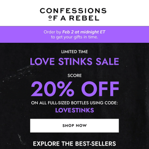 Love stinks, this 20% off sale doesn’t