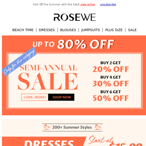 Thanks from Rosewe | Summer sale start $9.99