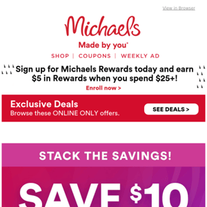 🌷 Save a whole bunch with 50% off Spring and more great deals. - Michaels  Stores