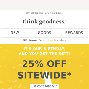 It's our birthday! Take 25% off site-wide.