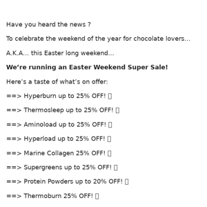 Re: Your Easter Discount