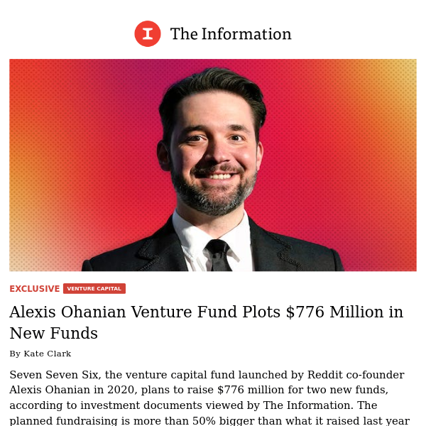 Alexis Ohanian Venture Fund Plots $776 Million in New Funds