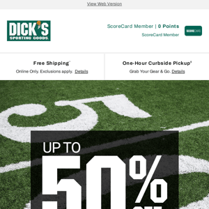 Go above and beyond with DICK'S Sporting Goods! We're bringing you up to 50% off deals...