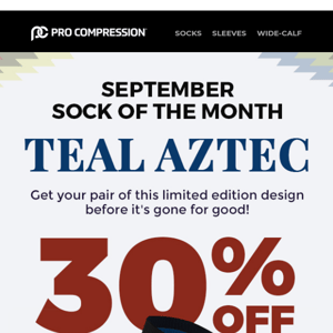 📣 Sock of the Month 💙❤️💛 TEAL AZTEC