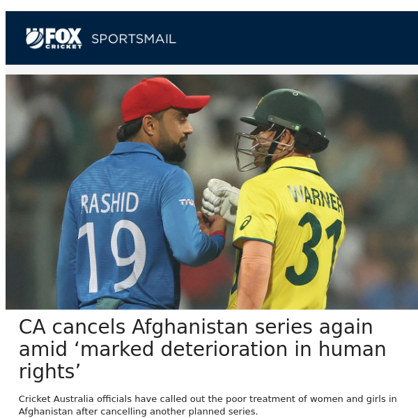 CA cancels Afghanistan series again amid ‘marked deterioration in human rights’