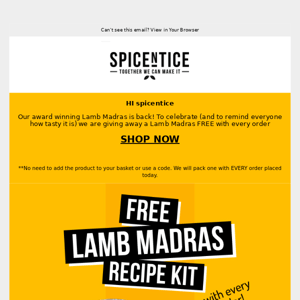 FREE Lamb Madras with EVERY order