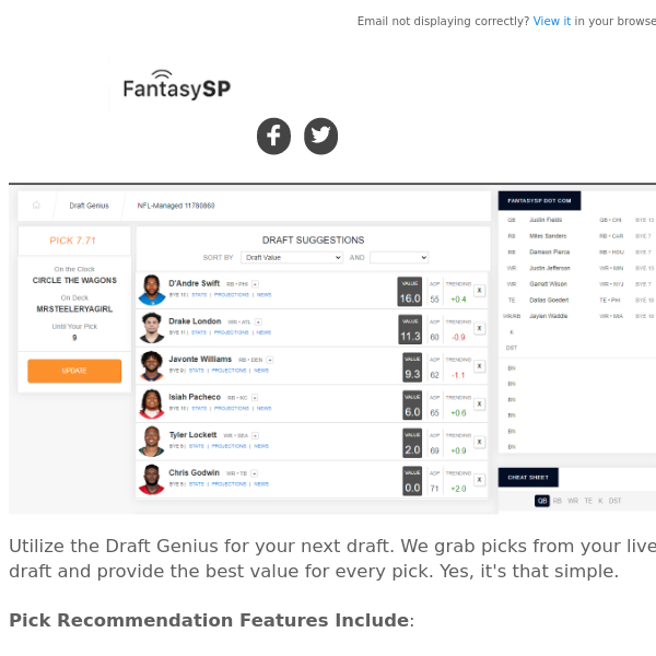 Real-time Draft Assistant - Draft Like a Fantasy Expert