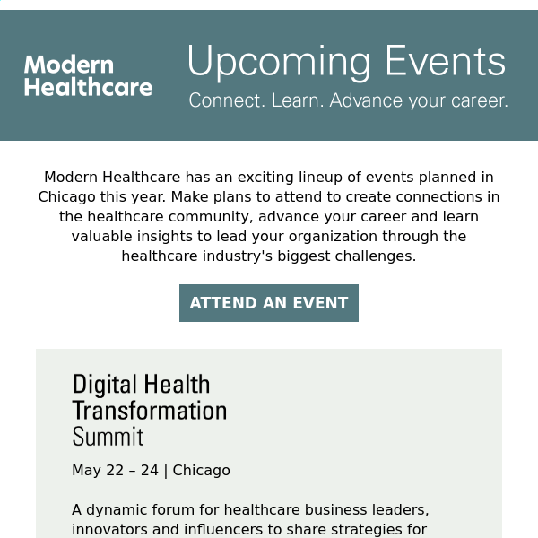 Modern Healthcare invites you their 2023 Chicago events