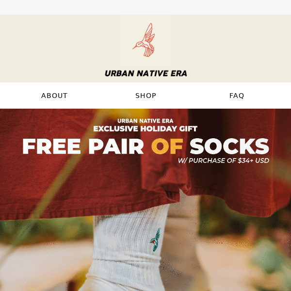 Complementary pair of socks from Urban Native Era!