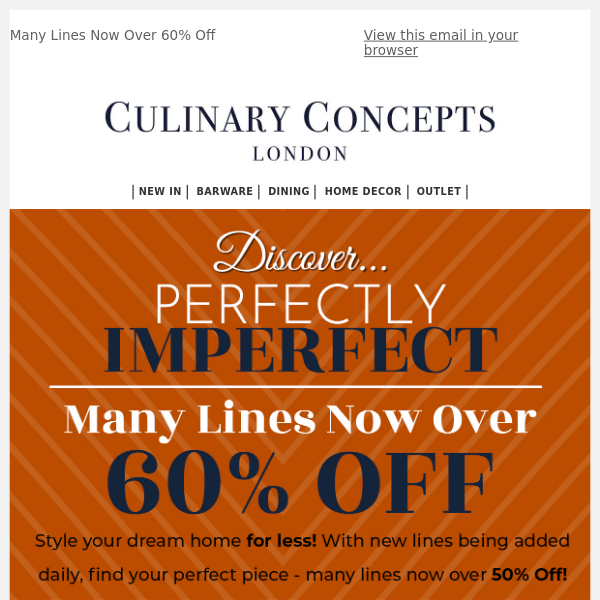 Massive Discounts at Culinary Concepts: Over 60% Off on Many Lines!