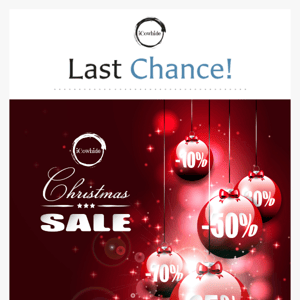 LAST CHANCE! CHRISTMAS SALE ENDS TOMORROW!