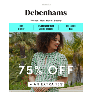 Our sale just got even better - up to 75% off plus an extra 15%