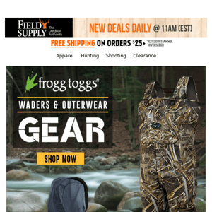 🐸 Frogg Toggs Waders & Outerwear up to 62% off!
