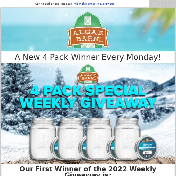 Last Day to Get our January Deals! &  Win a 4 Pack Special Every Monday in 2022!