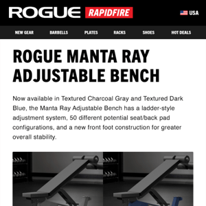 Just Launched: New Rogue Manta Ray Adjustable Bench Colors