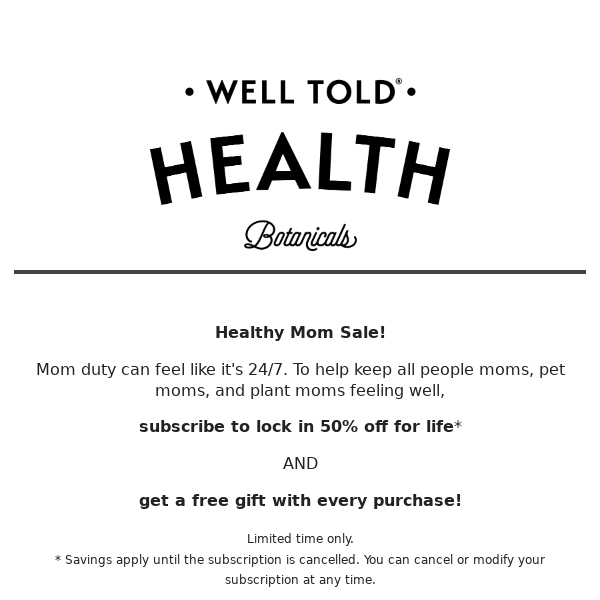 💛Healthy Mom Sale: lock in 50% off for life!💛