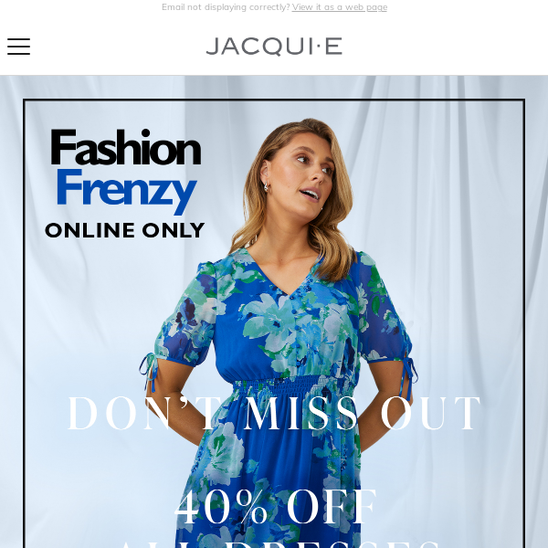Click Frenzy | 40% Off All Dresses