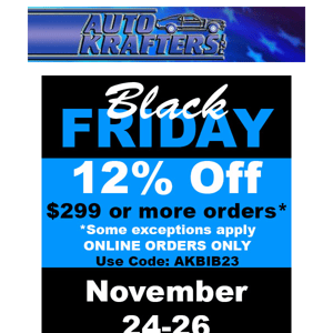 Auto Krafters Black Friday Sale