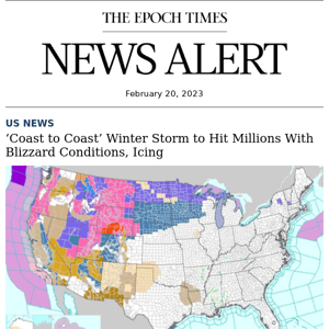 ‘Coast to Coast’ Winter Storm to Hit Millions With Blizzard Conditions, Icing