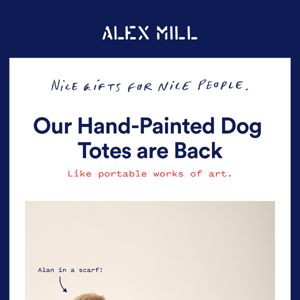 Our hand-painted dog totes are in!