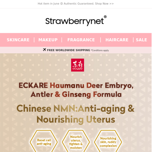 📢 Chinese NMN: Anti-Aging and Nourishing Uterus 🎉  ECKARE Haumanu Deer Embryo, Antler & Ginseng Formula ~ Shop Now‼️