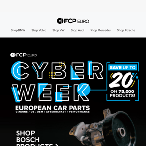 Exclusive Bosch Deals for Your Car - Only at FCP Euro's Cyber Week Sale!