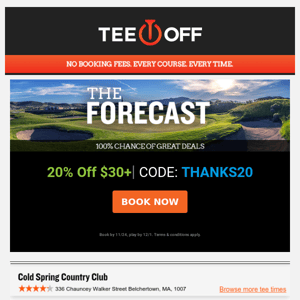 We're thankful for great golf discounts