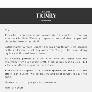 📢 Announcement: I'm Stepping Away From Trimly 😔