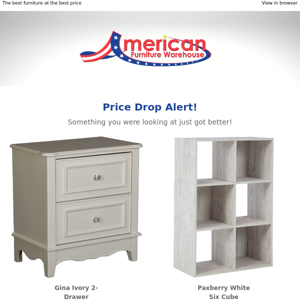 Price Drop Alert: Gina Ivory 2-Drawer Nightstand has a new, lower price.